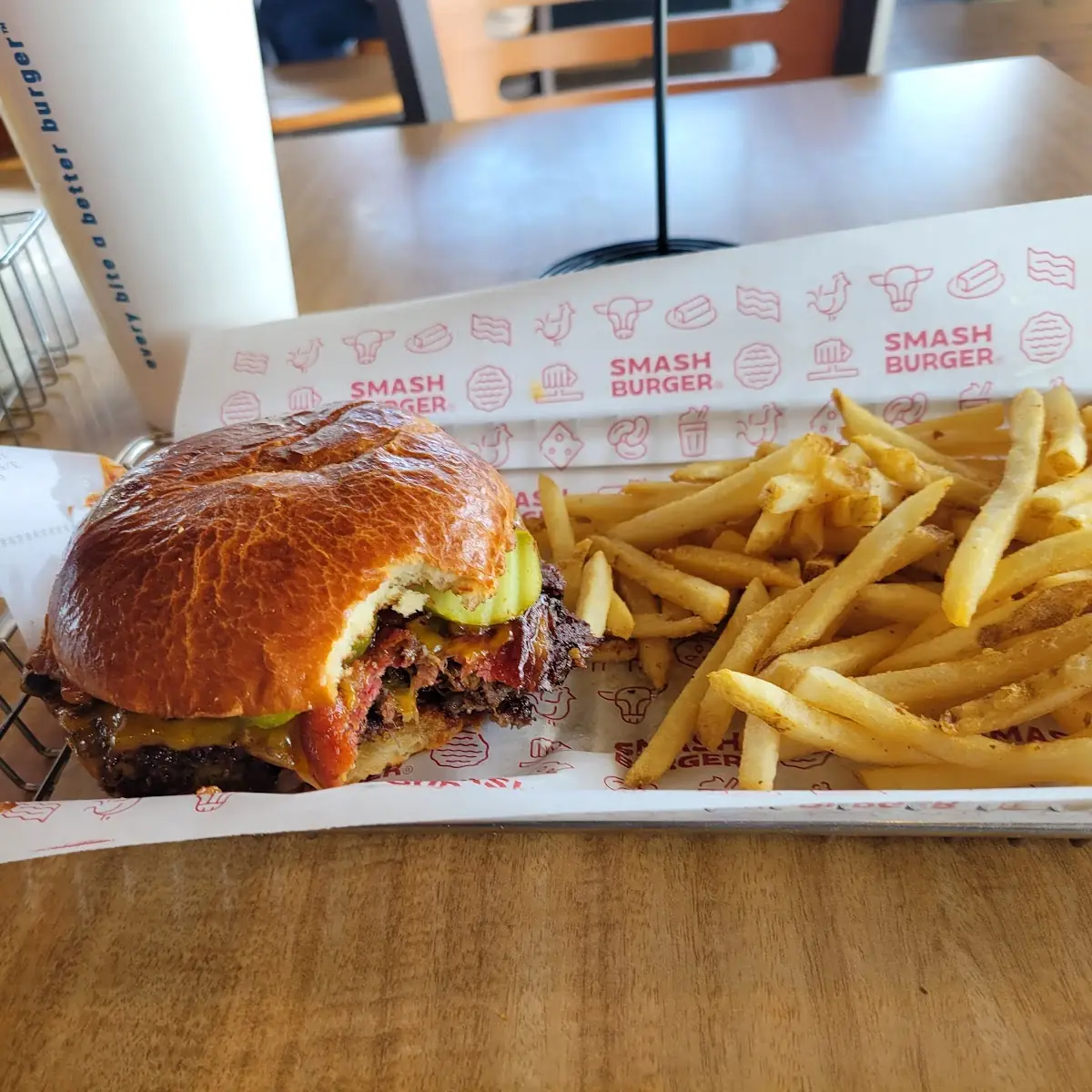 Double Smoked Bacon Brisket Double Burger and Fries