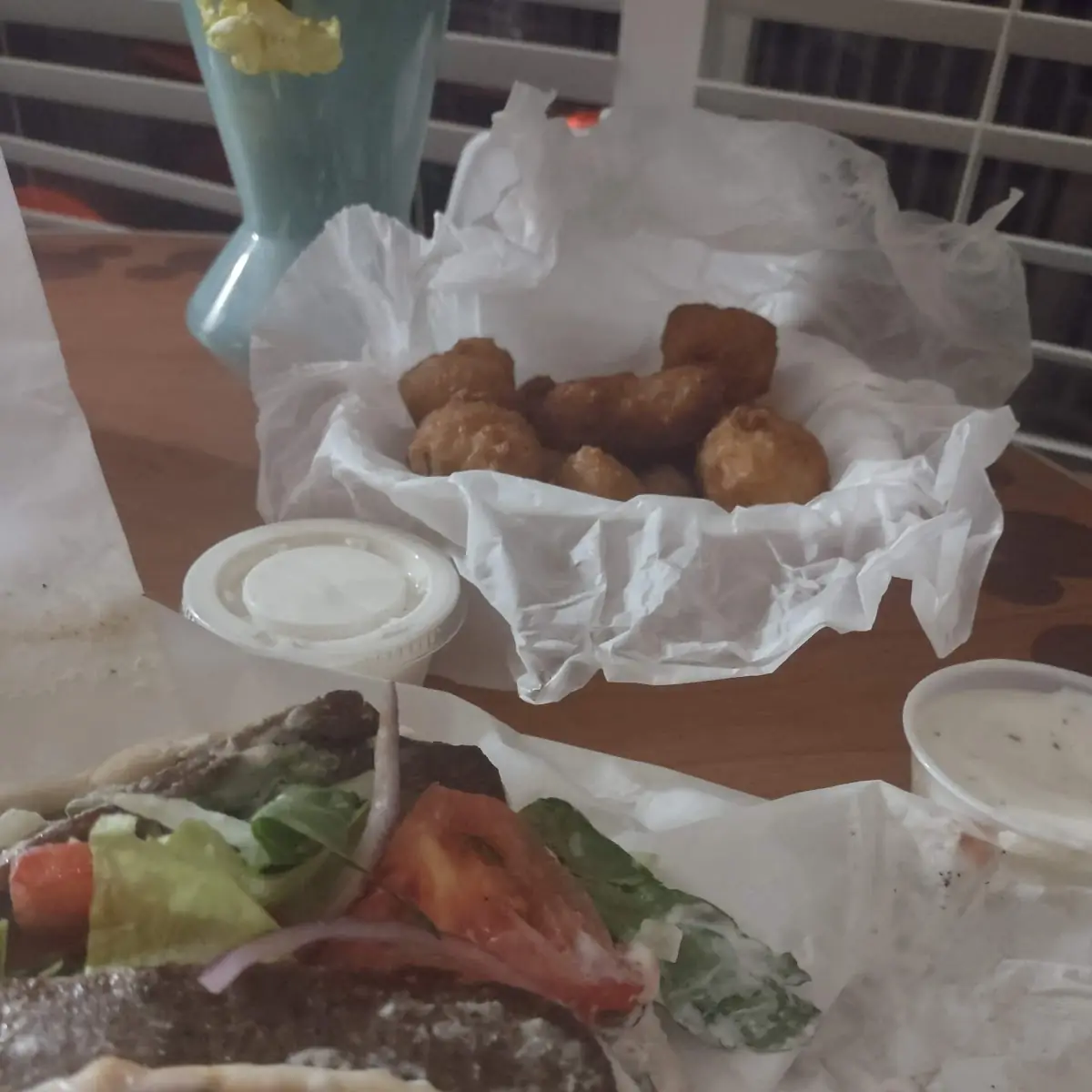 Gyro and Fried Mushrooms