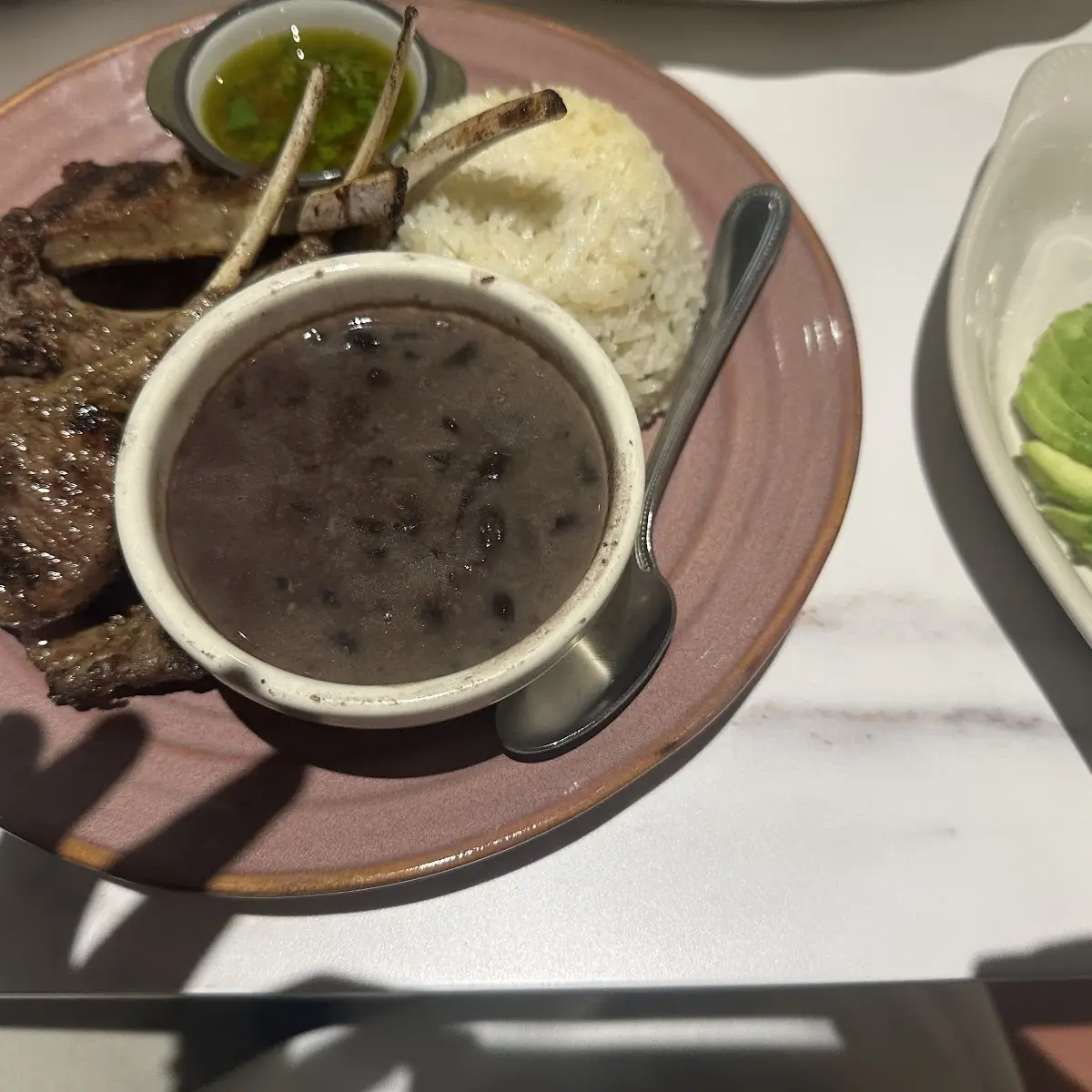 Grilled Ribs Rice and Black Beans