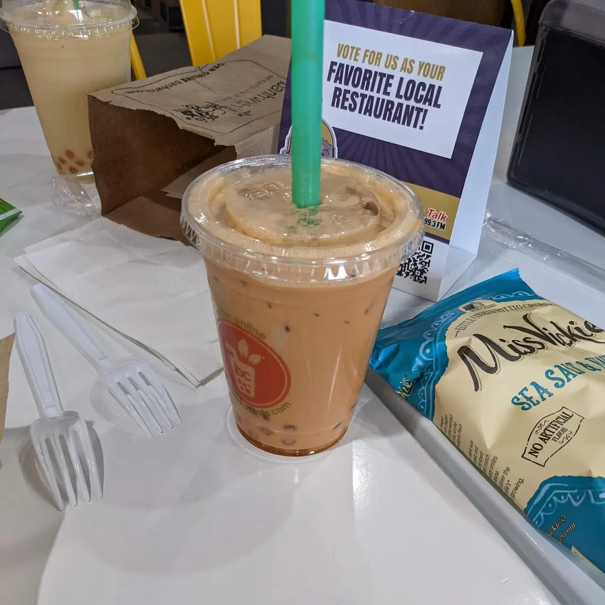 Chia Tea with Mango Bubble Tea