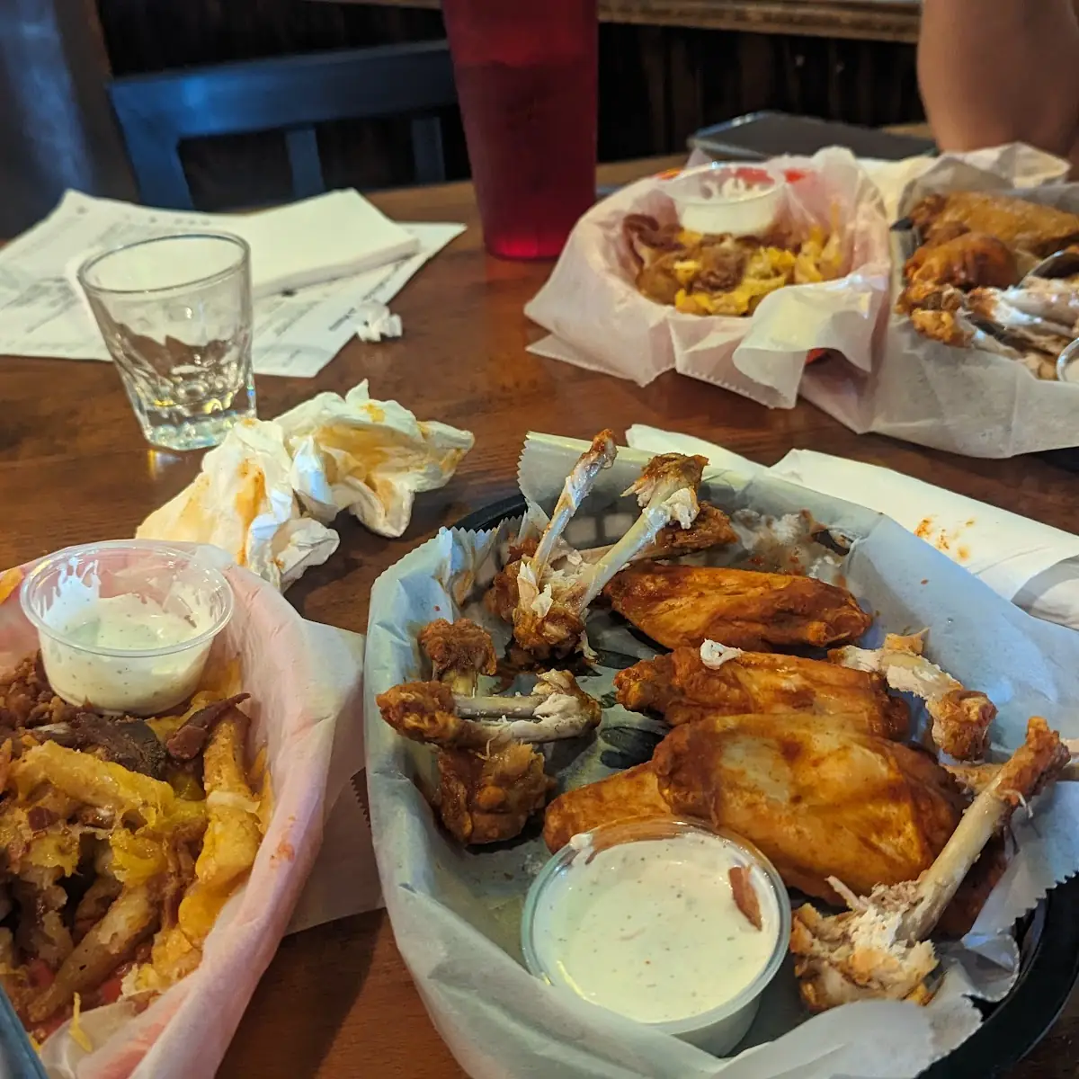 Hot Wings and Bacon Cheddar Fries