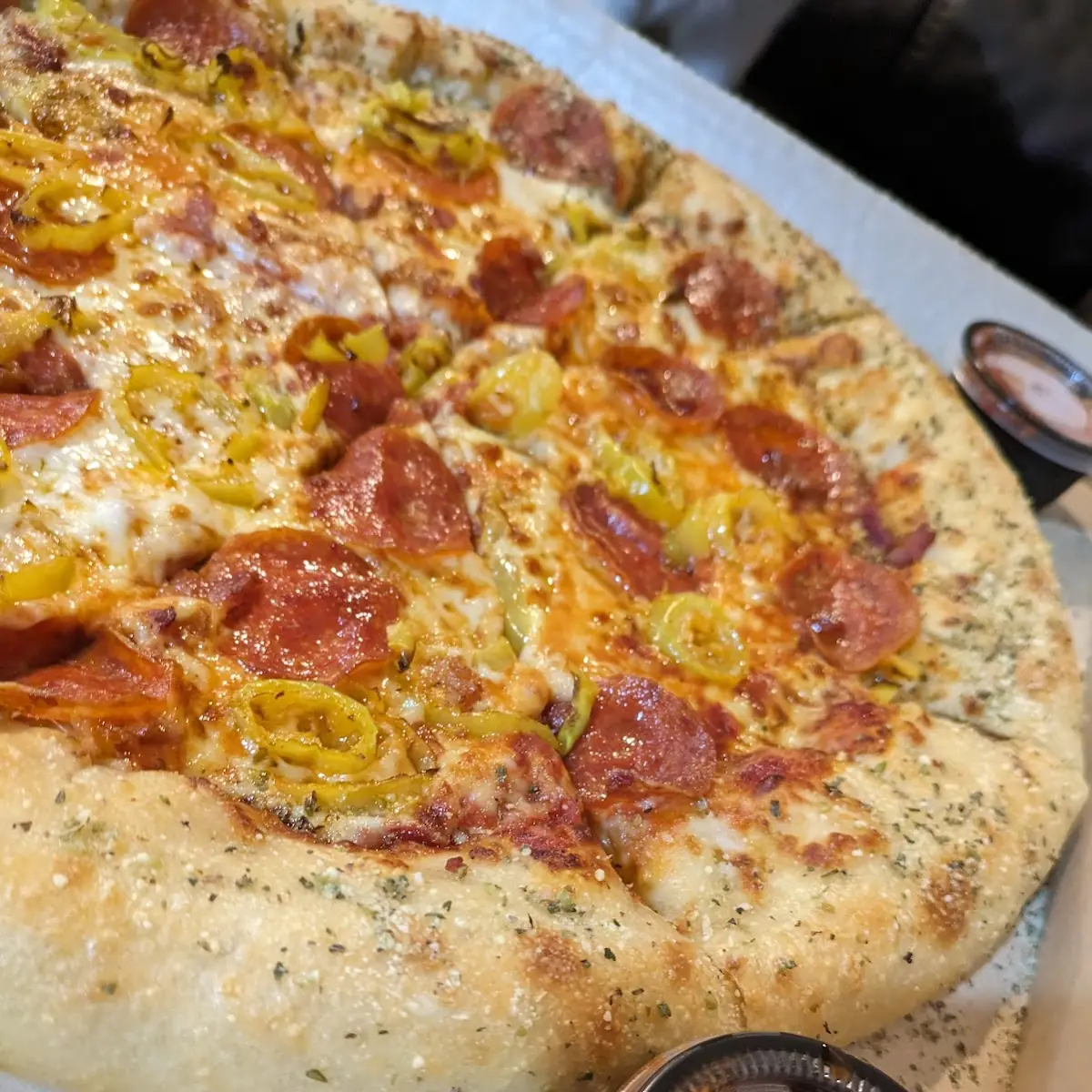 Stuffed Crust Pepperoni Pizza w Banana Peppers