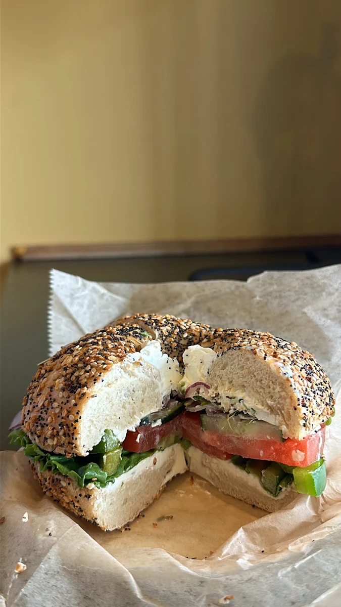 Sesame Bagel with Olive Cream Cheese