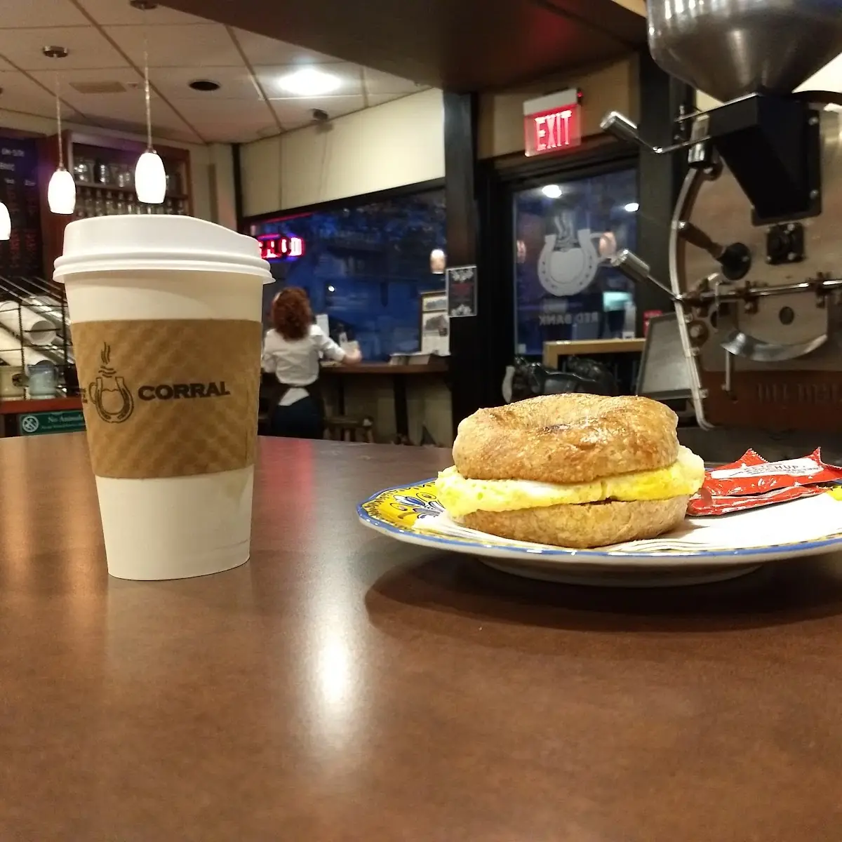 Breakfast Sandwich with Americano Coffee