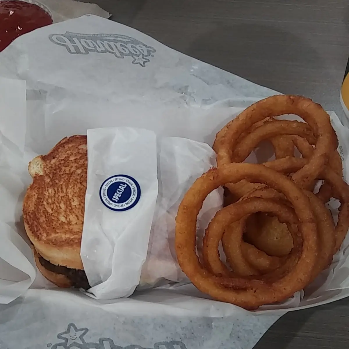 Frisco Burger and Onion Rings