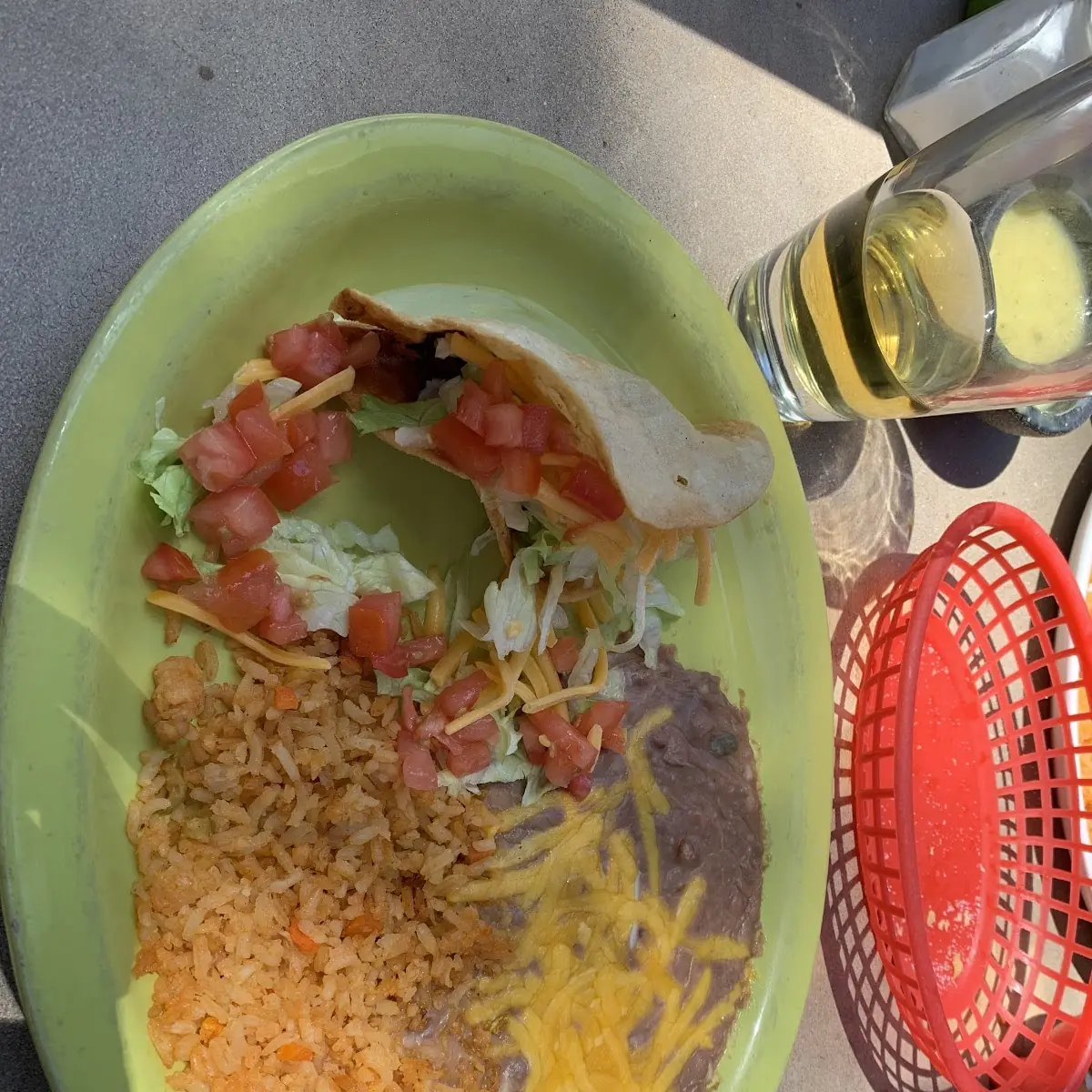 Shredded Beef Taco with Beans and Rice