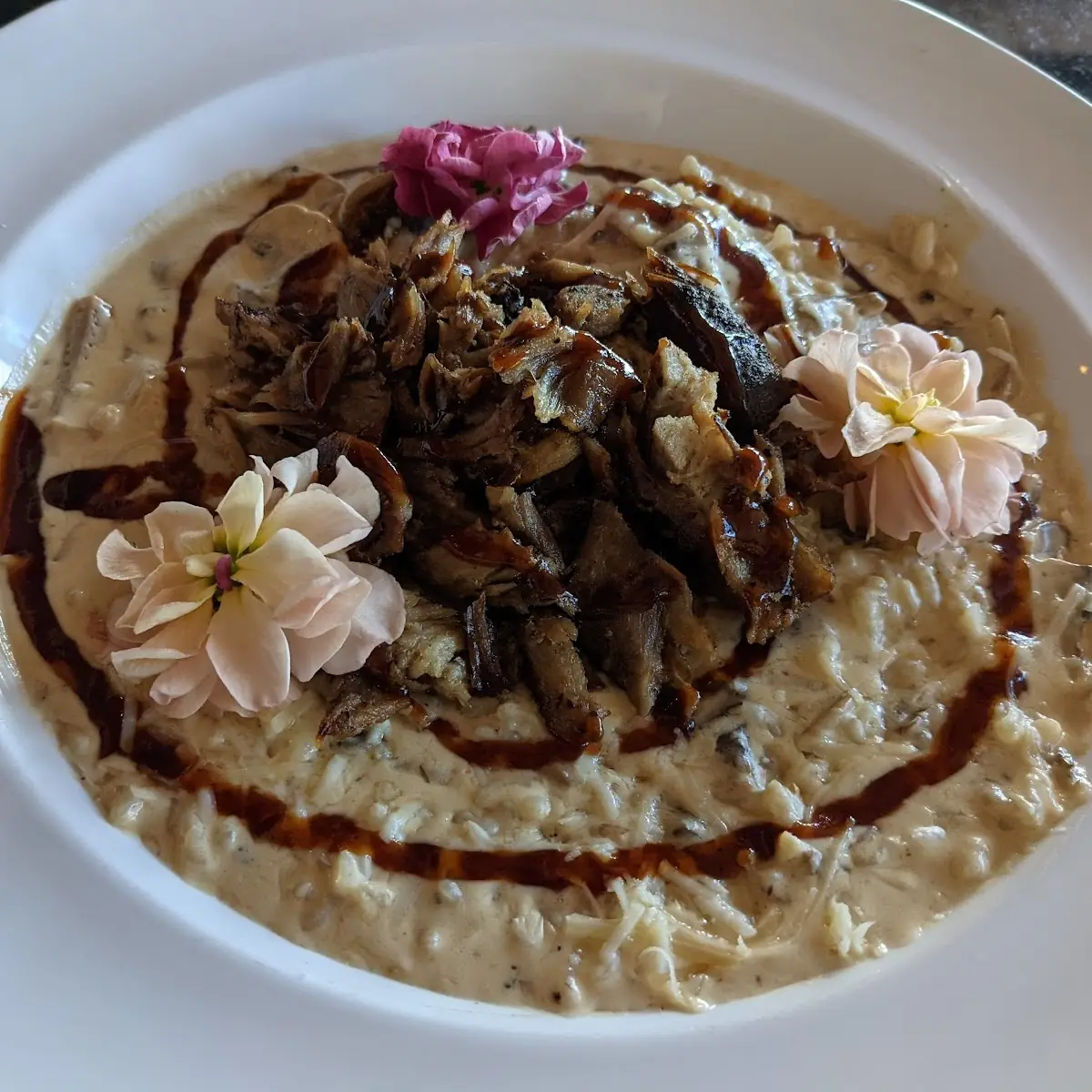 Mushroom Risotto with Pulled Pork