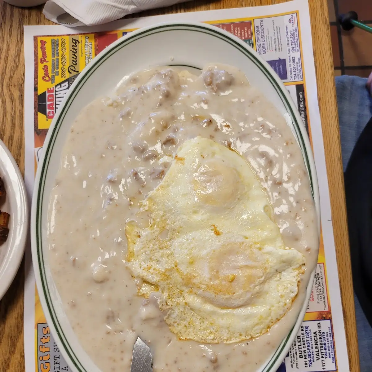 Biskets and Gravy with 2 Eggs on Top