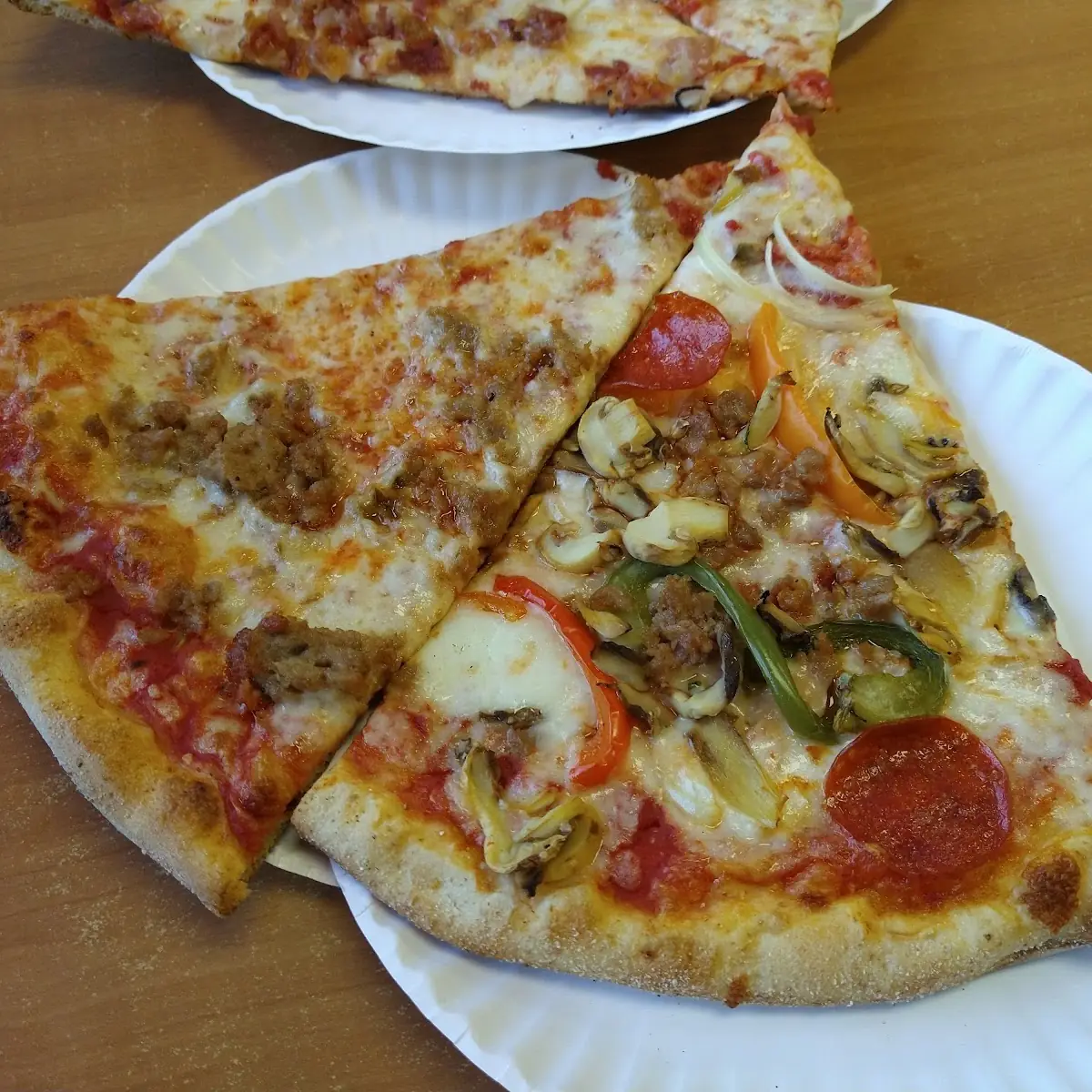 Everything and Sausage Pizza Slice