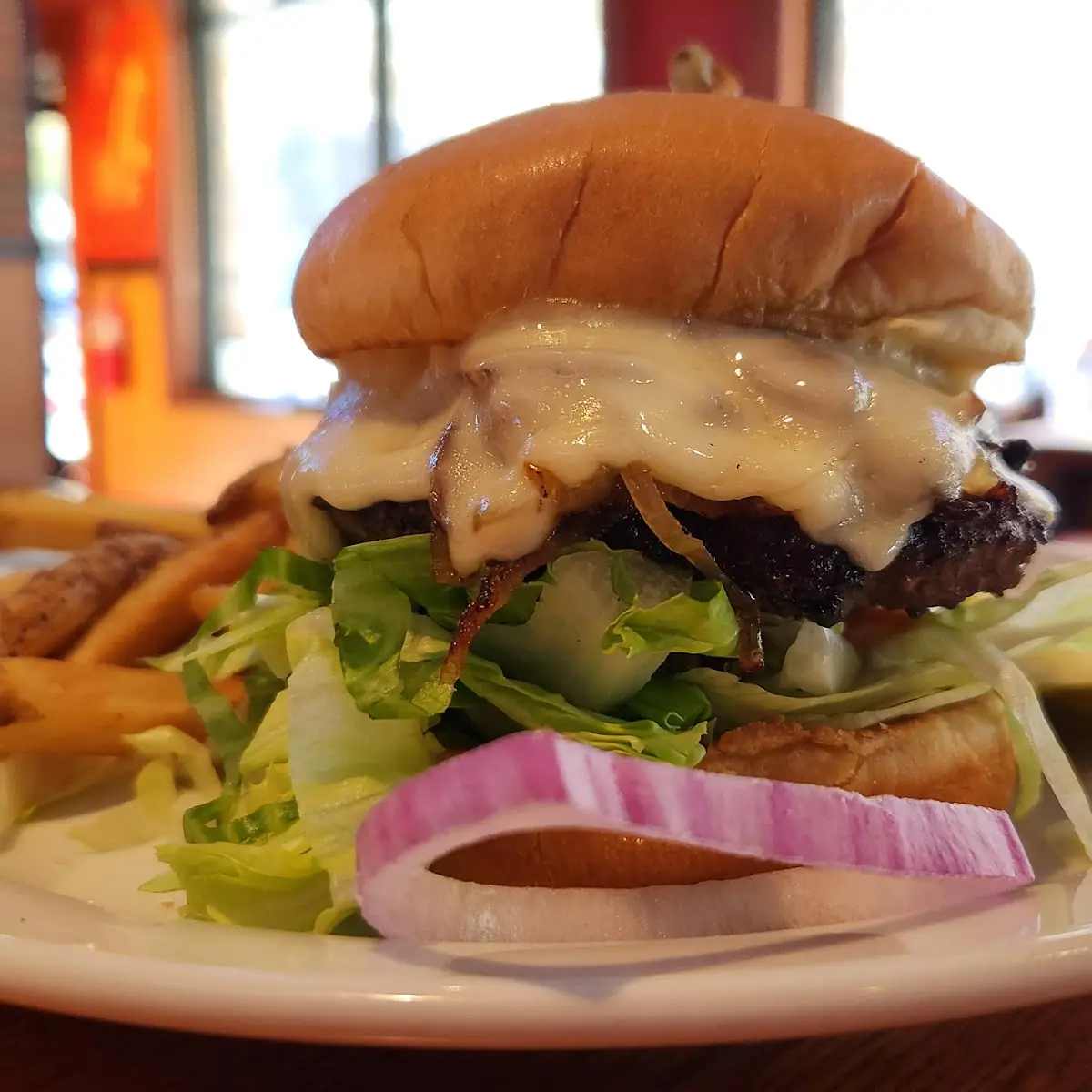Mushroom & Swiss Burger and Fries