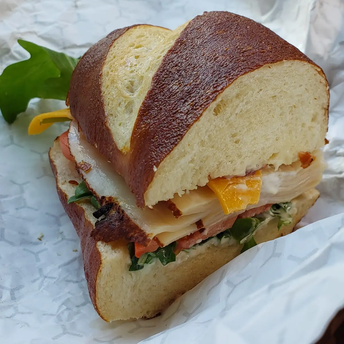 Turkey on Pretzel Bun