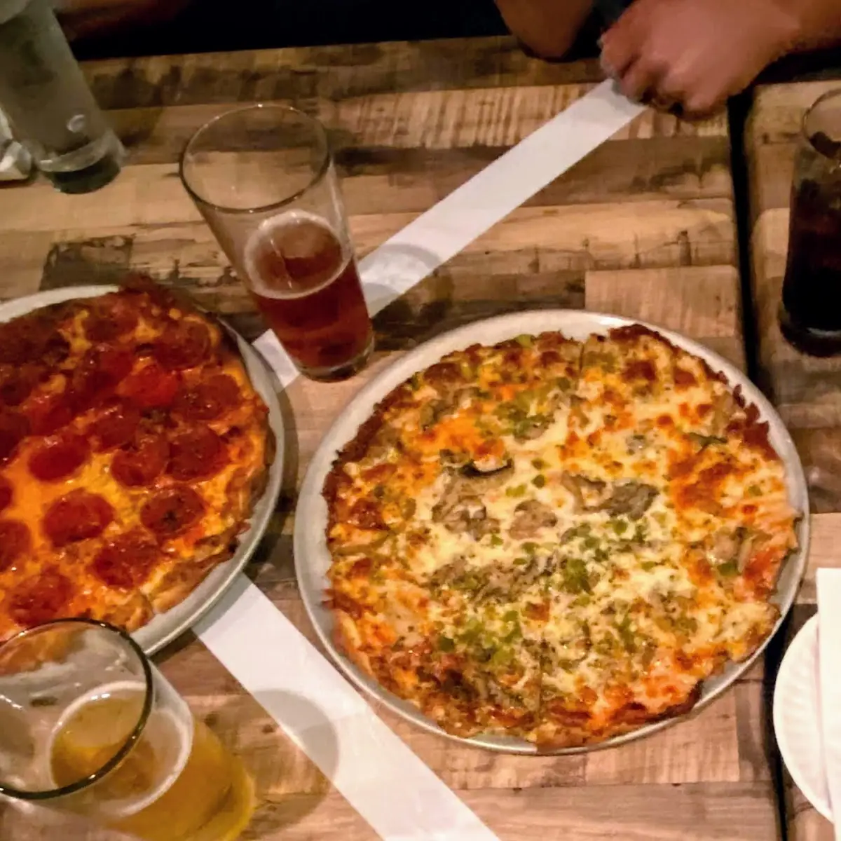 Pepperoni and Sausage Pizza & Vegetarian Pizza