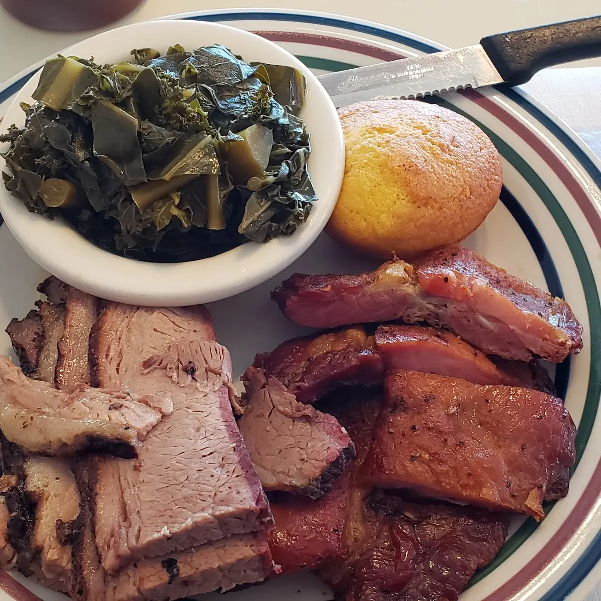 Brisket Plate with Ribs & Greens