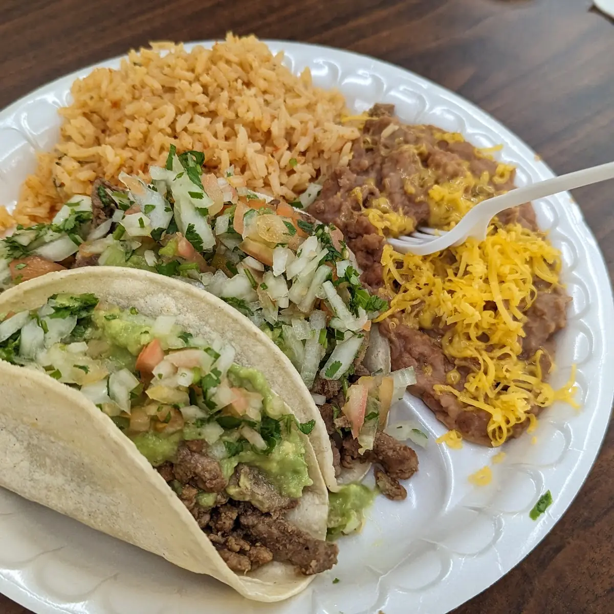 Fish Tacos Beans & Rice 24 Oz Soda