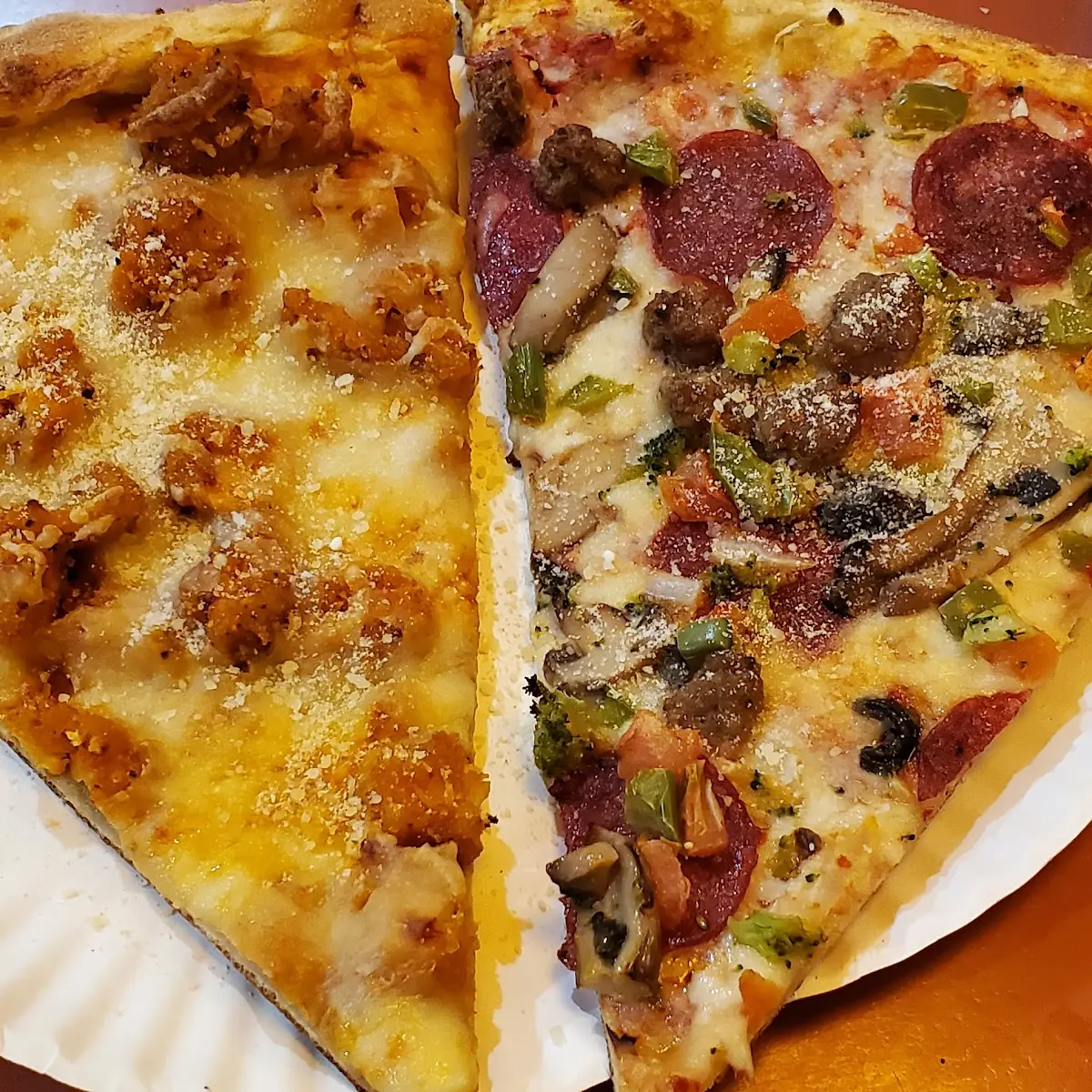 Buffalo Pizza and Super Supreme Pizza