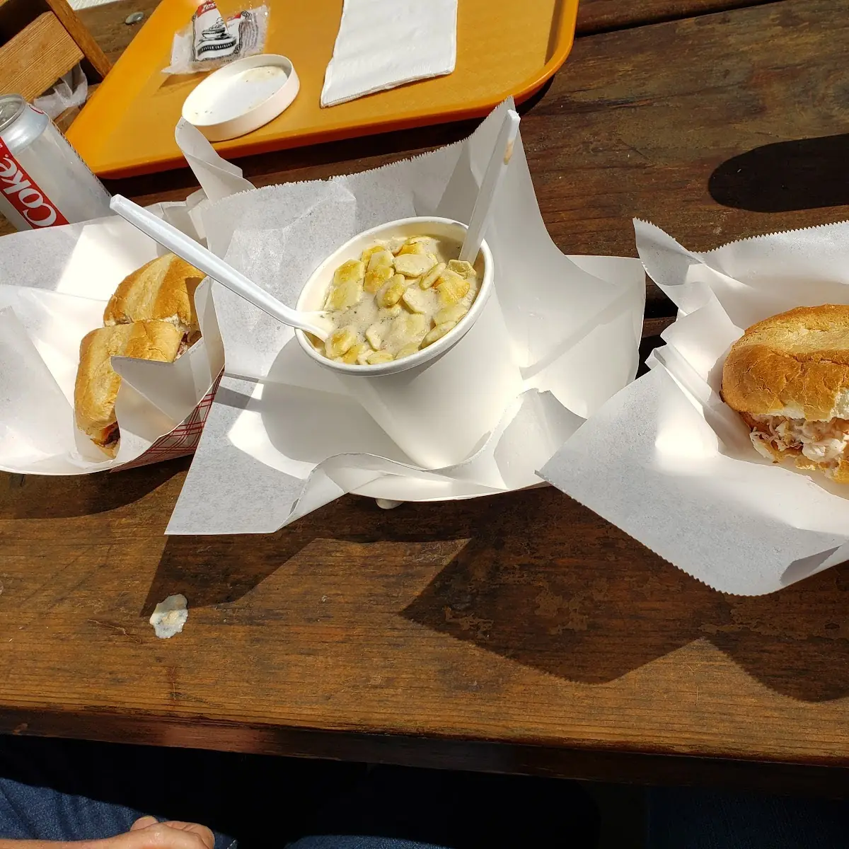 Crab Sandwich and Clam Chowder