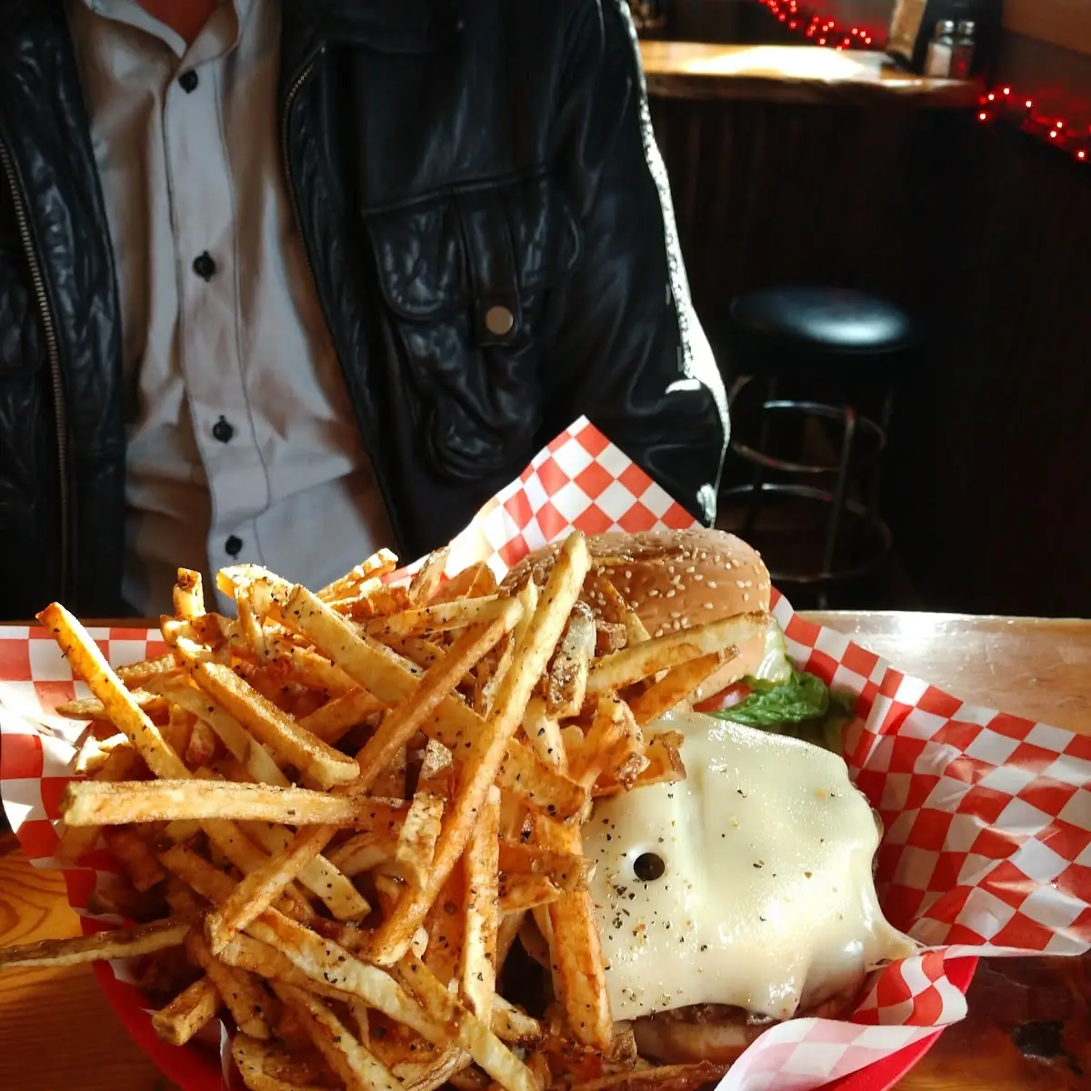 Mushroom Swiss Burger with Bacon