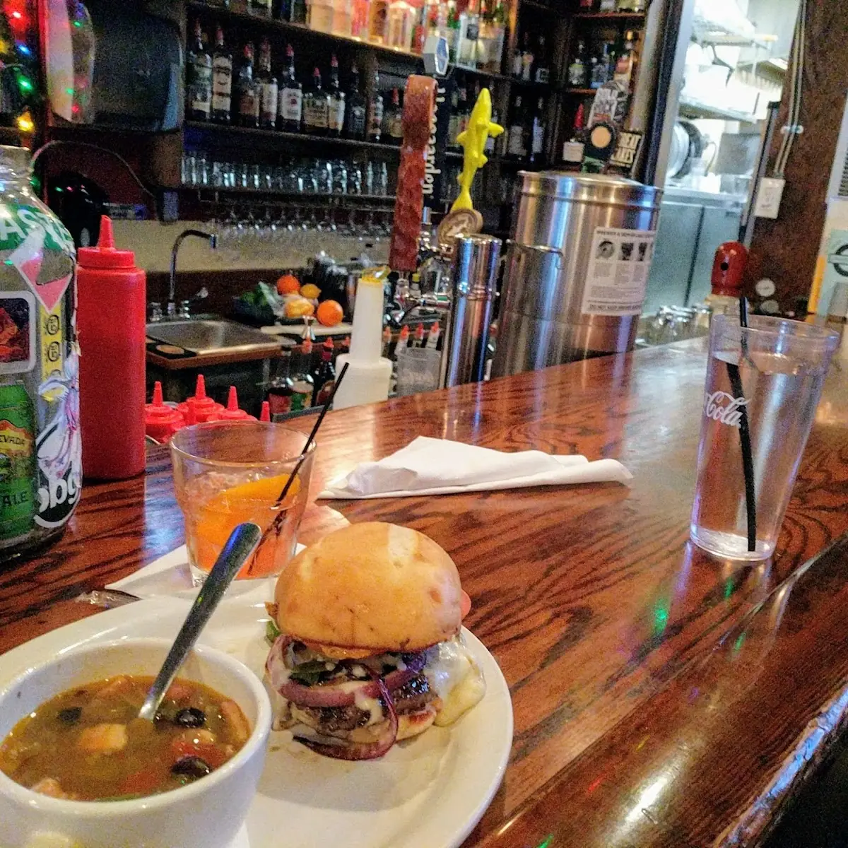 Cajun Burger and Black Bean Soup