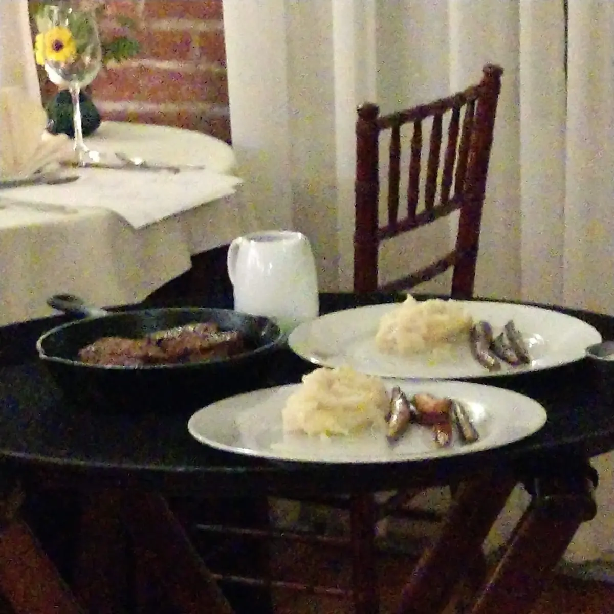 Tableside Steak and Sides in Progress
