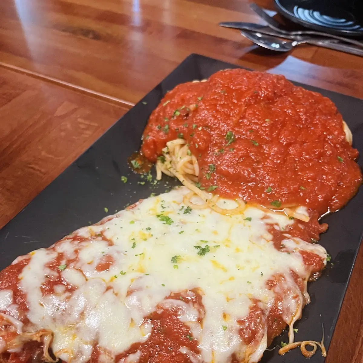 Chicken Parmigiana with Spaghetti