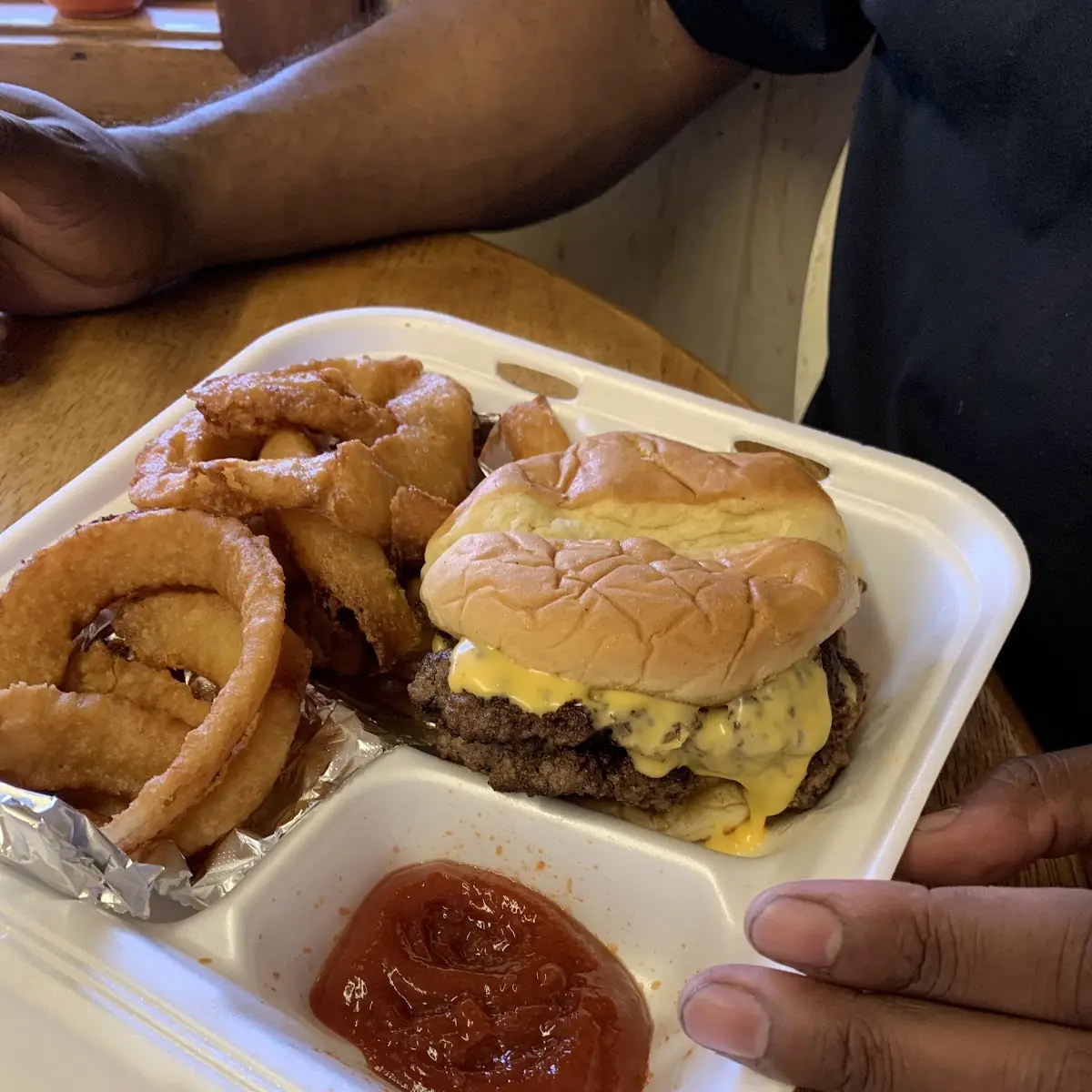 Double Cheeseburger with Onion Rings