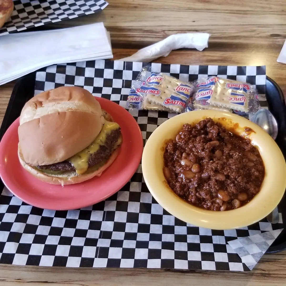 Cheese Burger and Chili Beans
