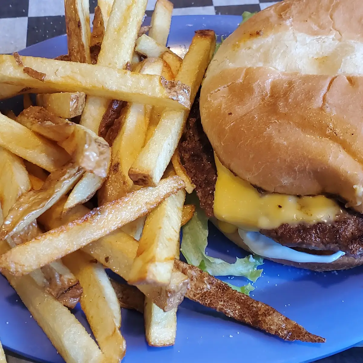 Wimpy Burger with Cheese and Fresh Cut Fries
