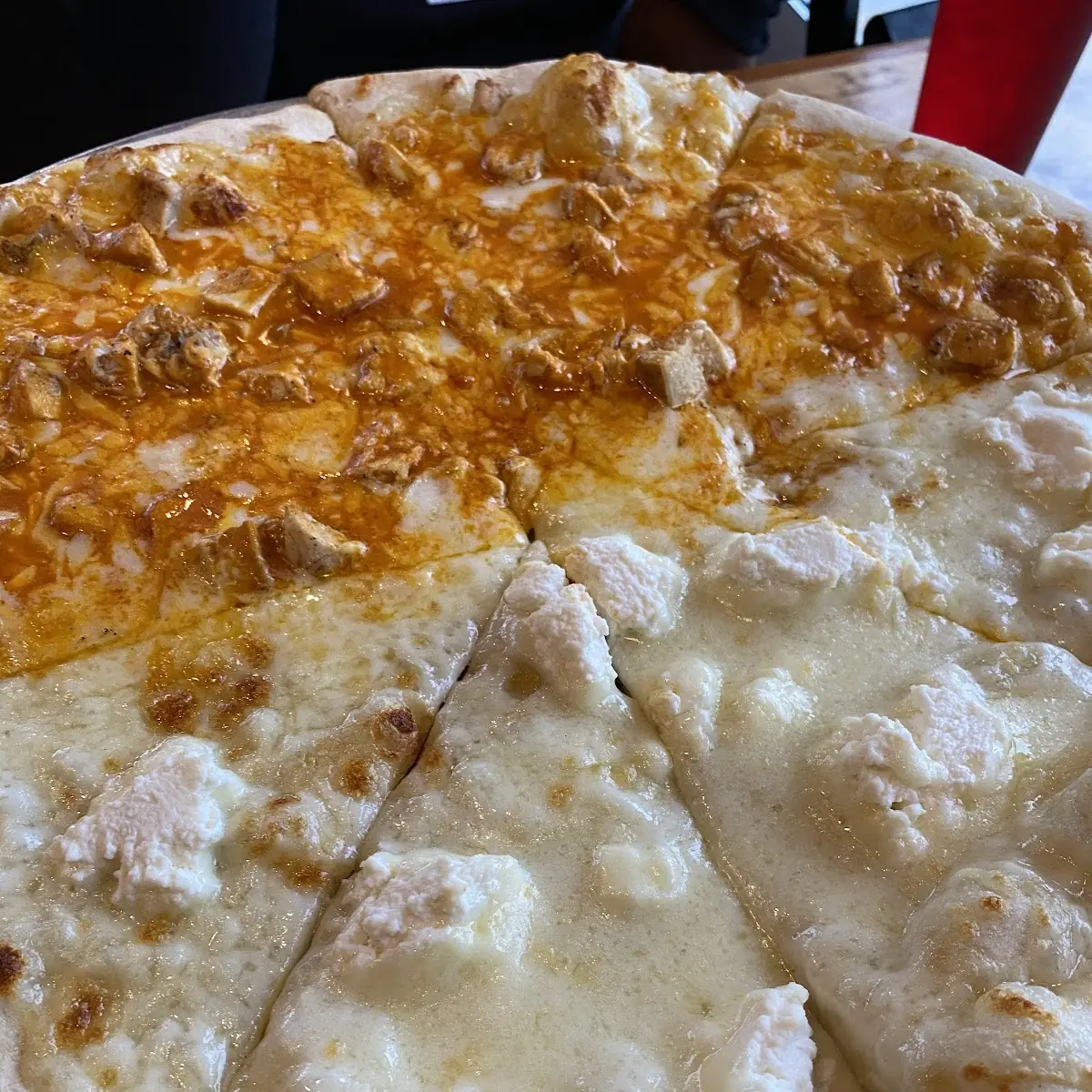 White Pizza & Buffalo Chicken Pizza