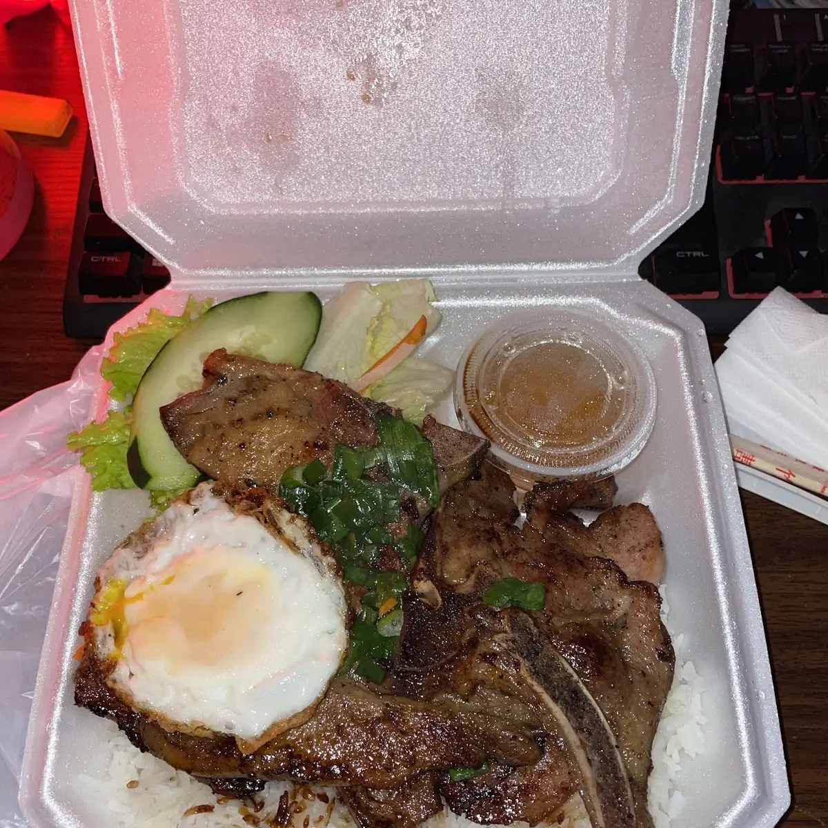 BBQ Pork Chops and Eggs