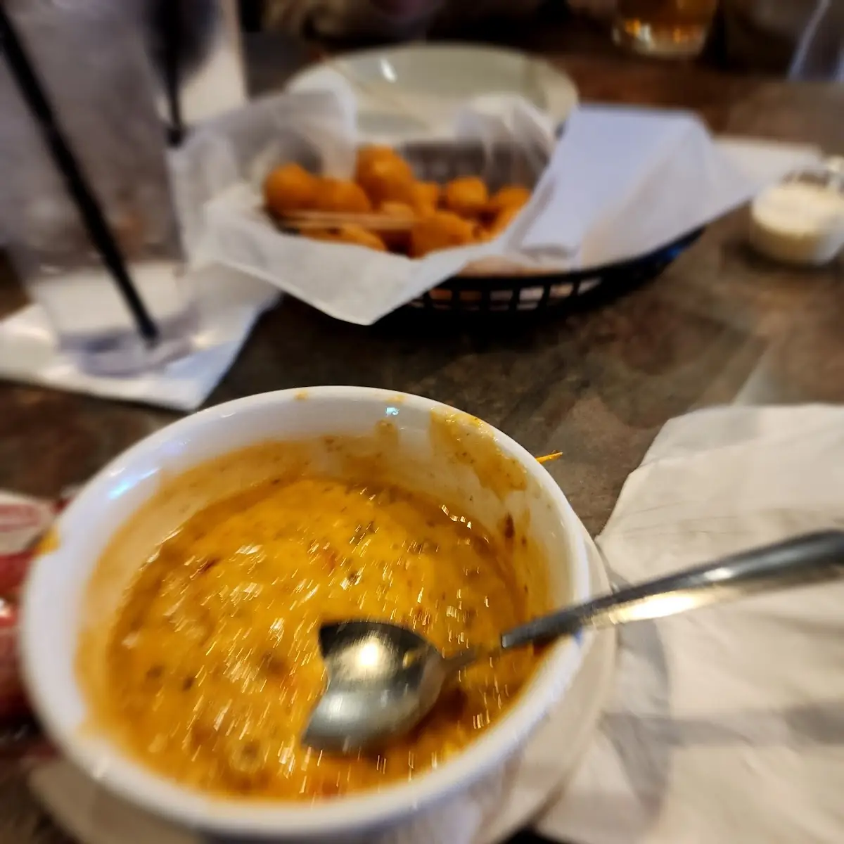 Hot Cheese Balls Soup and Salad
