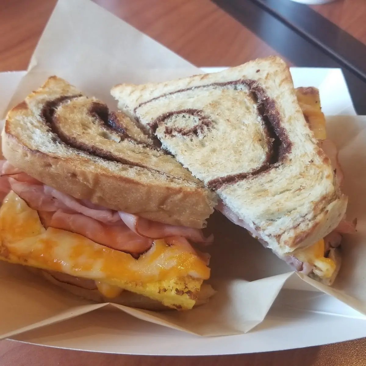 Breakfast Sandwich on Cinnamon Bread