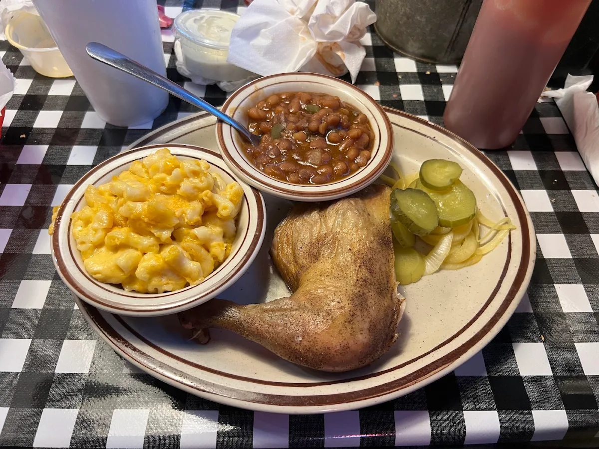 Smoked Chicken Macaroni and Cheese and Baked Beans