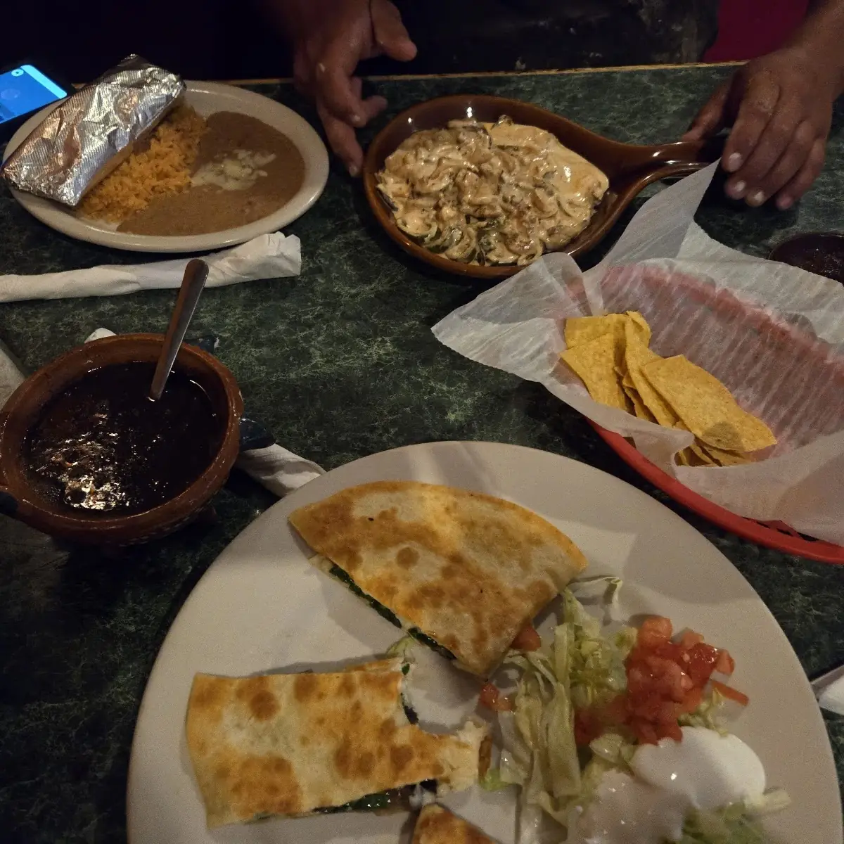 Black Beans and Cheese Quesadilla with Mushrooms and Spinach