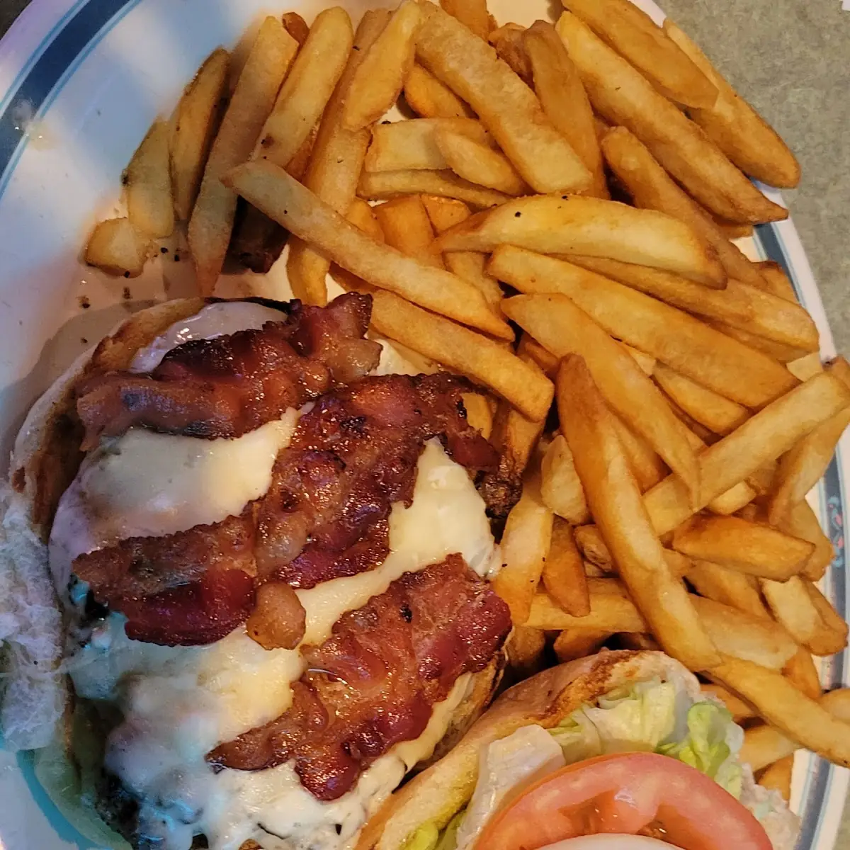 Blue Cheese Burger with Fries