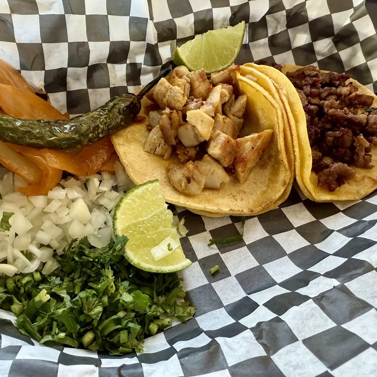 Chicken and Asada Tacos