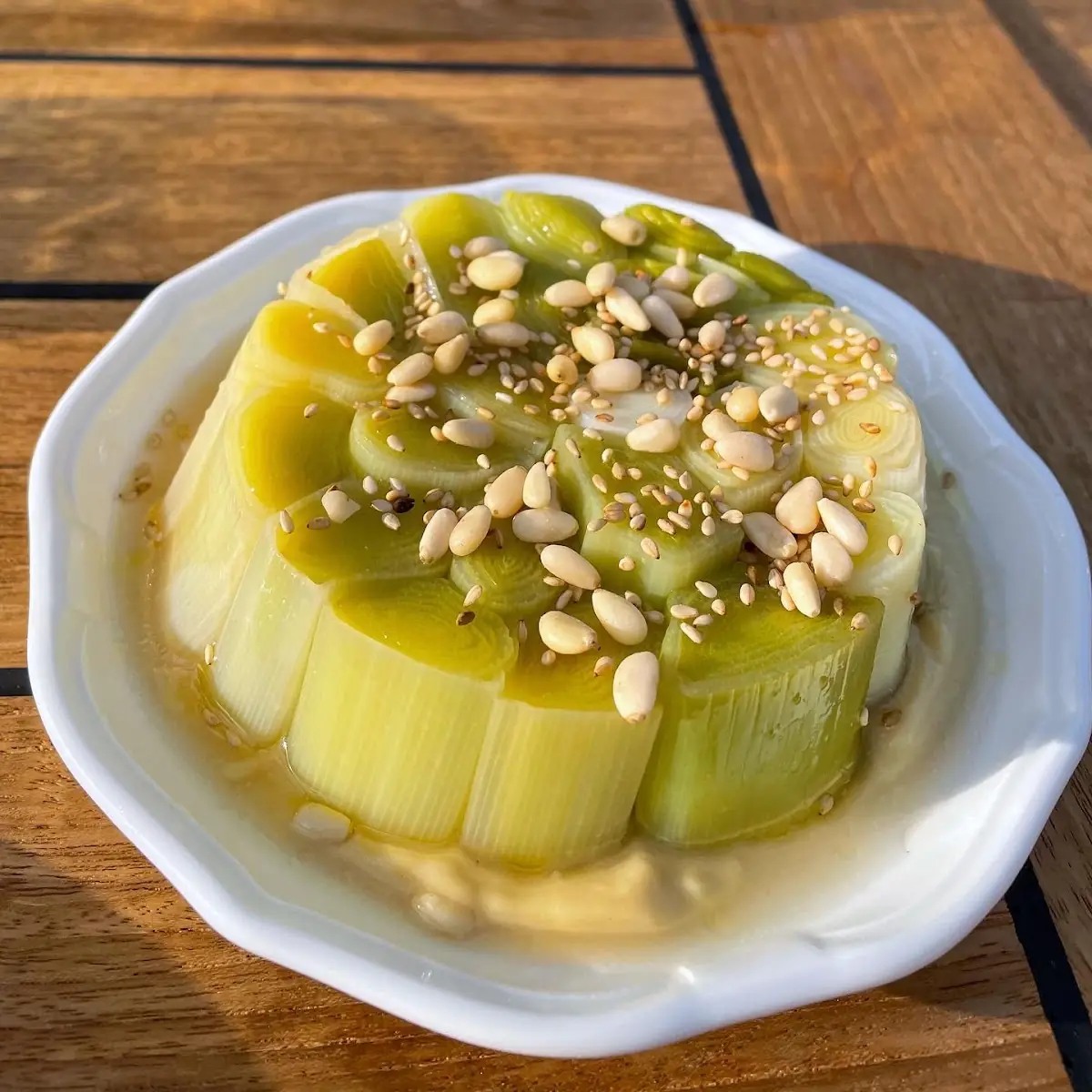 Leeks Miso Sesame Pine Nuts