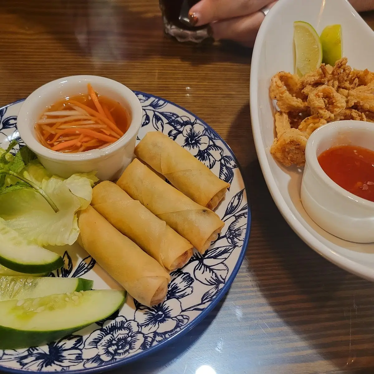 Veg Spring Roll and Calamari