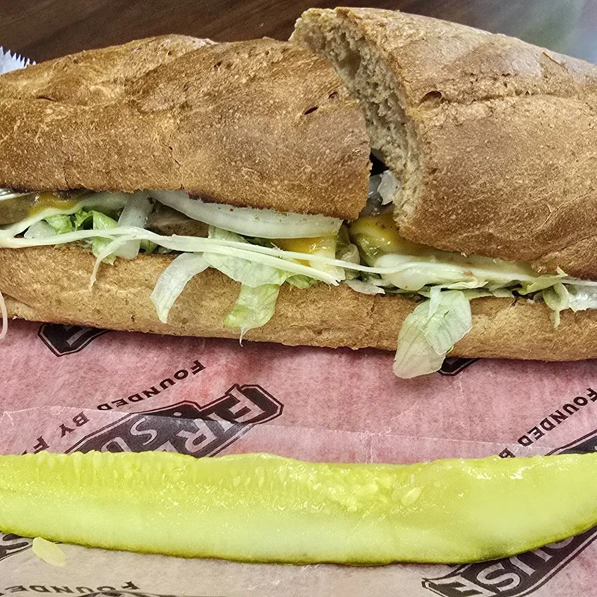 Hot Medium Veggie Sub with Pickle Spear