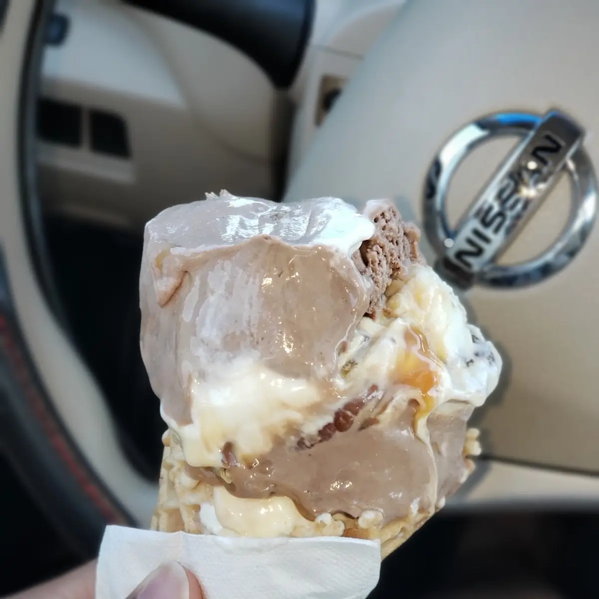 Triple Turtle Waffle Ice Cream Cone