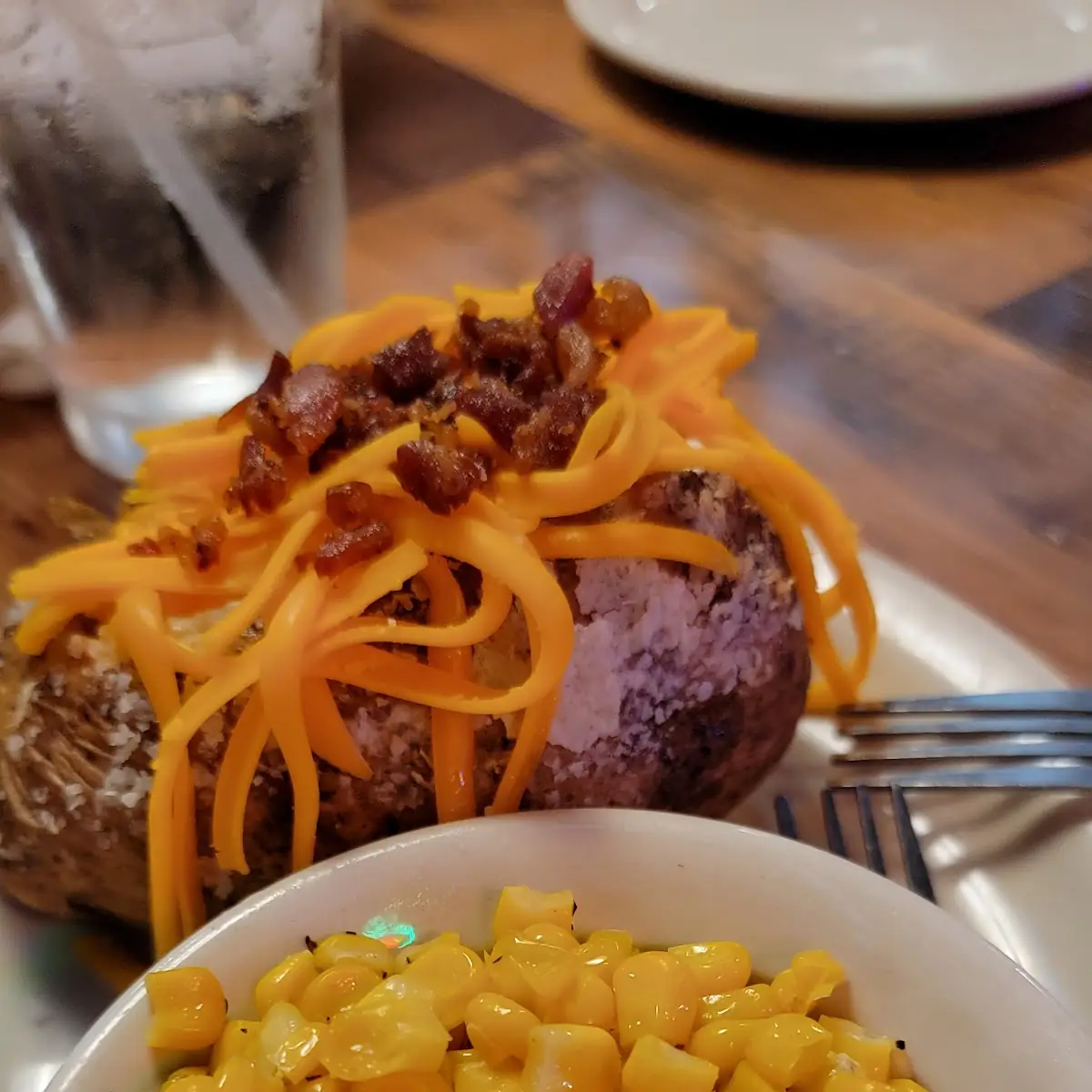 Buttered Corn House Salad Steak Fries