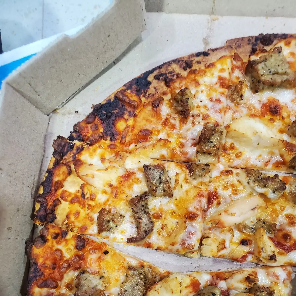 Italian Sausage and Beef on Thin Crust Cheese Pizza