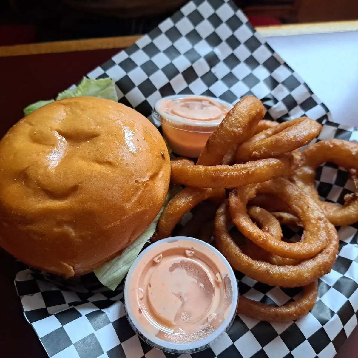 Double Bacon Cheeseburger with Onion Rings