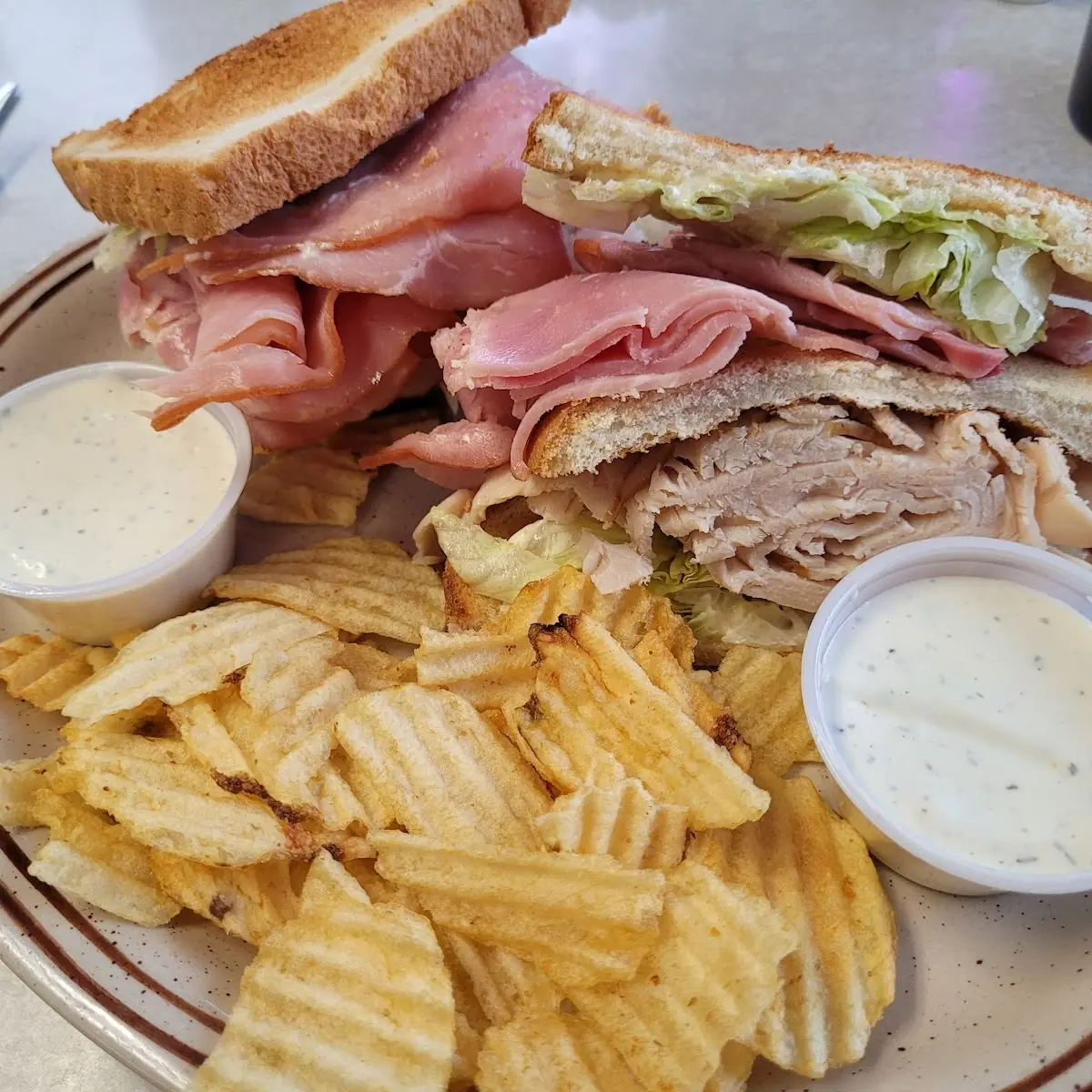 Ham and Turkey Club Sandwich