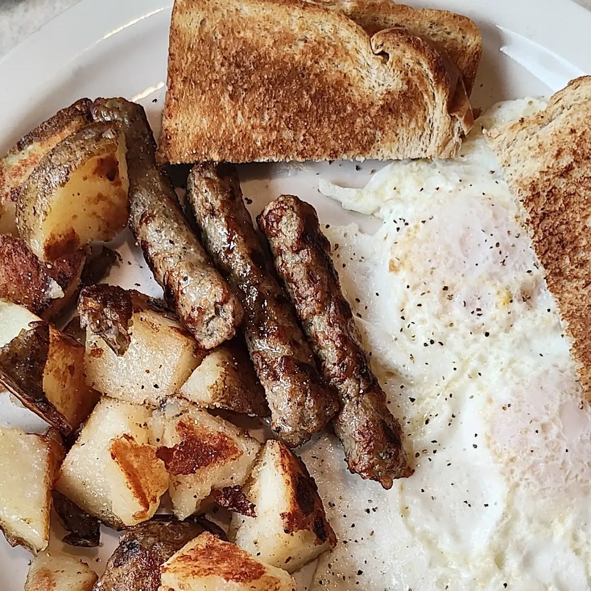 Turkey Sausage Links and Eggs and Toast