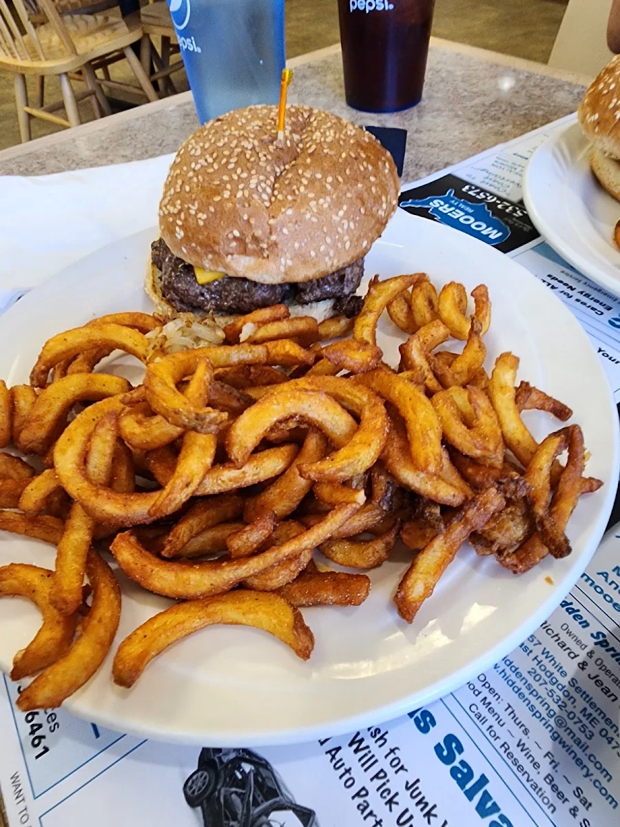 Hamburger and Curly Fries