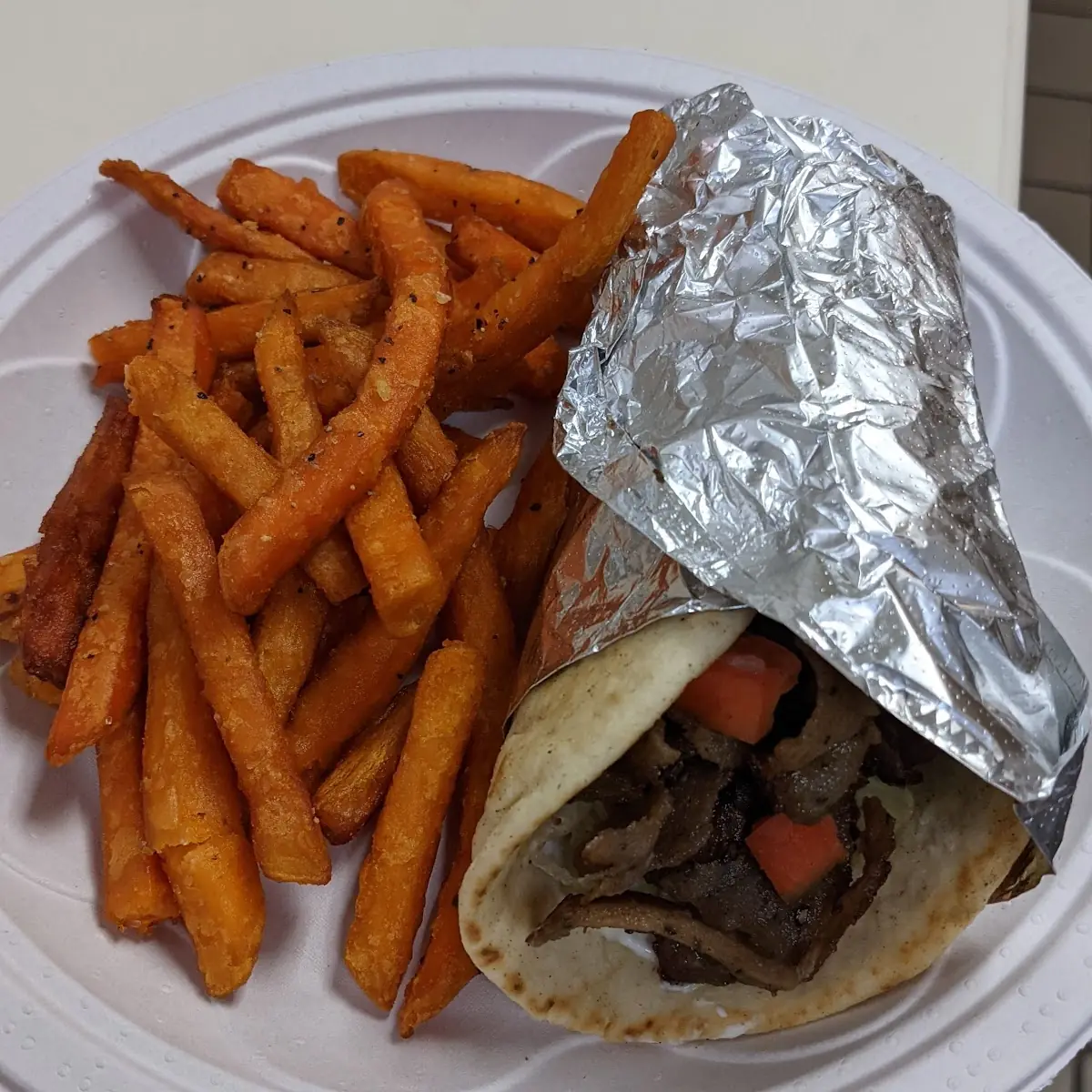 Gyro with Sweet Potato Fries