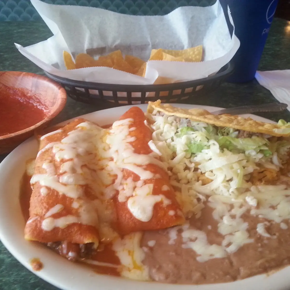 Cheese Enchiladas with Rice and Beans
