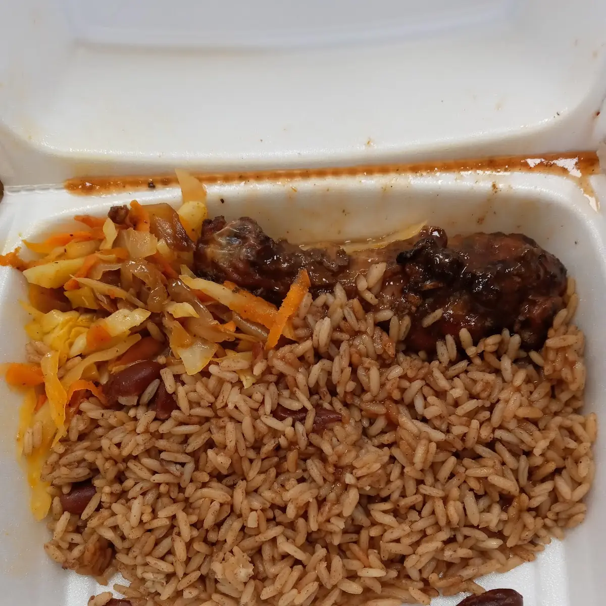 Oxtail Rice and Peas Cabbage
