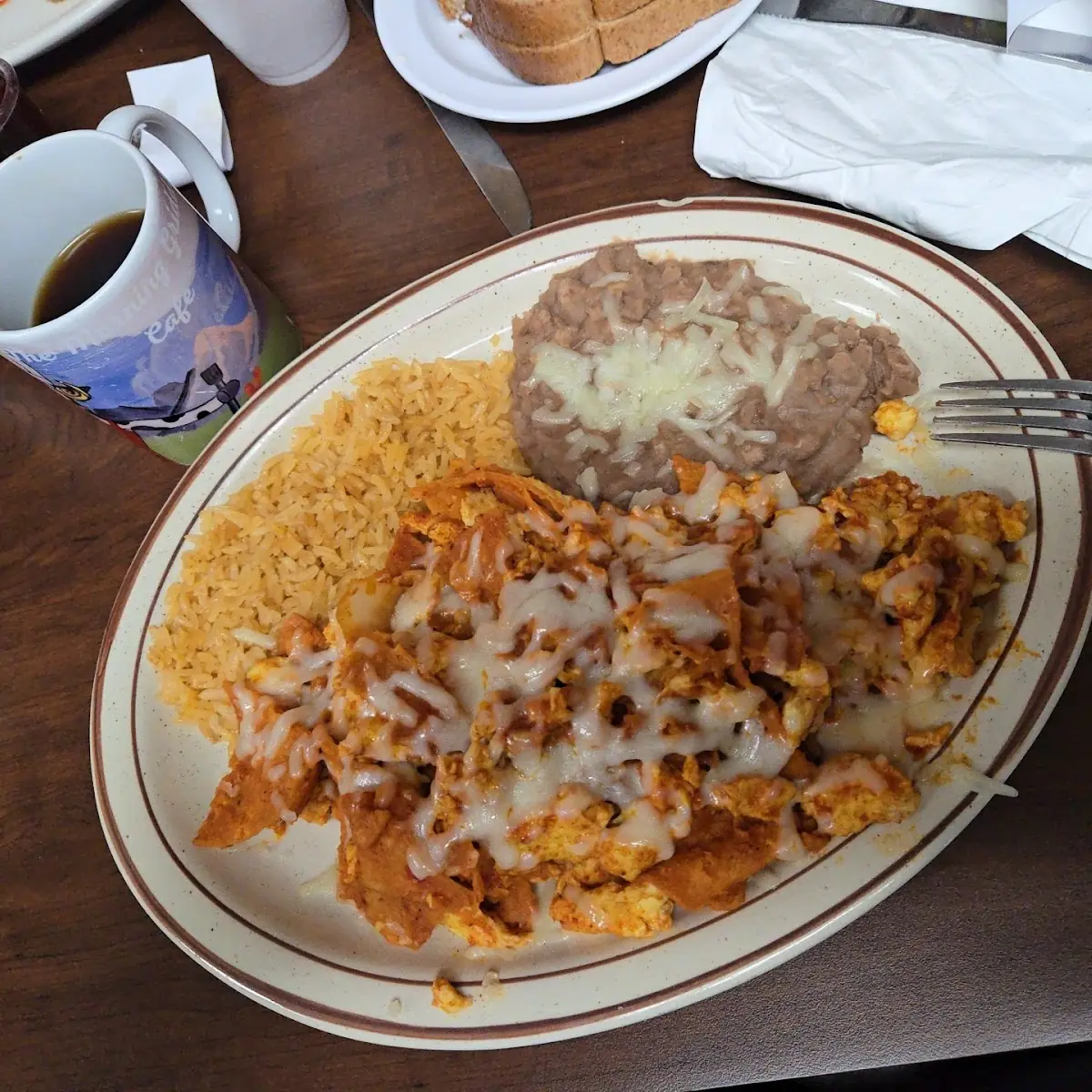 Chilaquiles Rojos with Eggs
