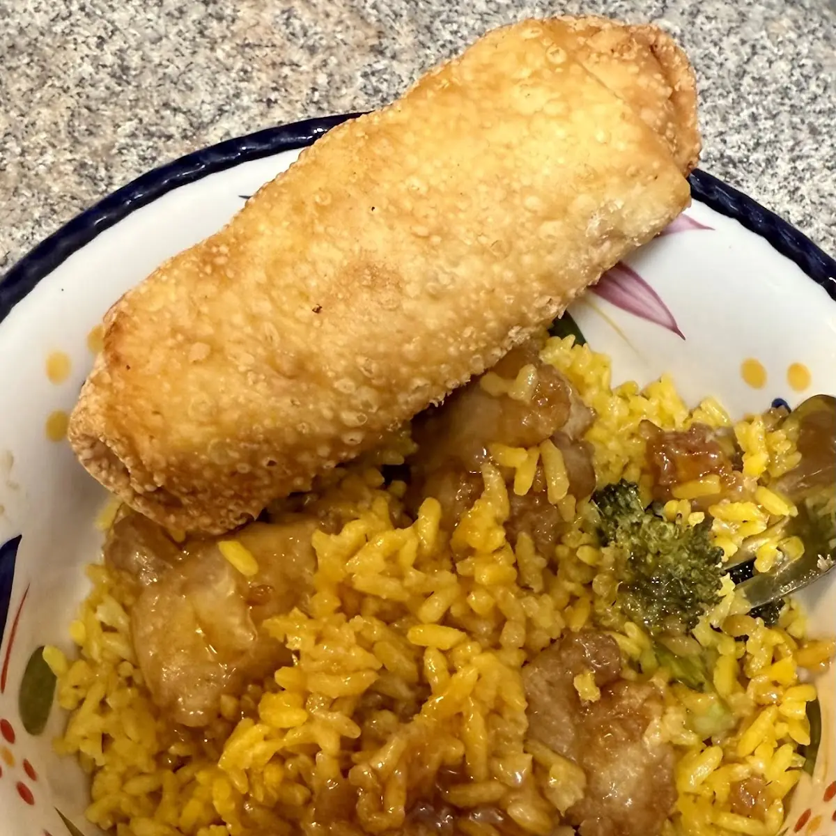 Orange Chicken with Egg Roll and Fried Rice